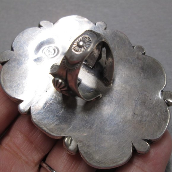 Early Old Navajo Sterling Silver & Genuine Sleeping Beauty TURQUOISE Ring - Picture 7 of 7